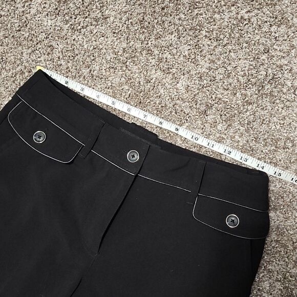 LARRY Levine WIDE Leg STRETCH Black Career Pants Work Trousers Slacks 6 like new - Picture 6 of 8